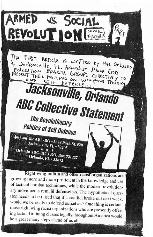 Ths FiT Aene o welten ¥ Sacksosville, | EdetATion - By, CIARsy ST The ’ FEven Right wing militia and other racist organizations are growing more and more proficient in the knowledge and use of tactical combat techniques, while the modern revolution- ary movements remaif defenseless. The hypothetical ques- tion needs 10 be raised thay if a conflict broke out next wee would we be ready to defend ourselves? One thing is certain, those right wing racist organizations who are presently offer- ing tactical training classes legally throughout Amer be a great many steps ahead of us all,